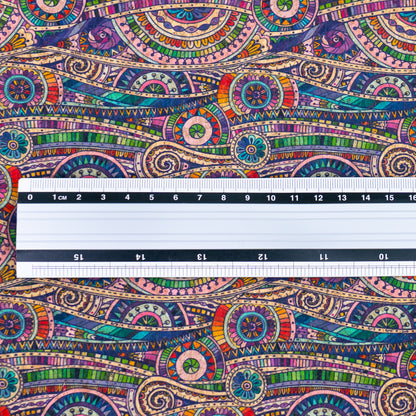 Vibrant Multicolor Abstract Pattern Cork Fabric COF-572