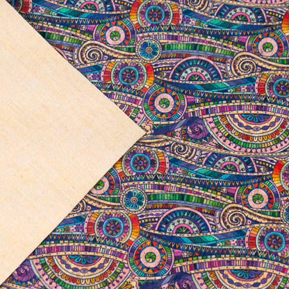 Vibrant Multicolor Abstract Pattern Cork Fabric COF-572