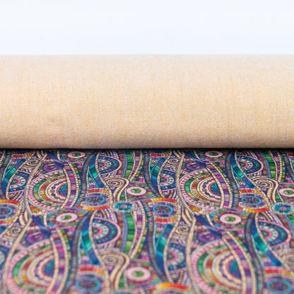 Vibrant Multicolor Abstract Pattern Cork Fabric COF-572