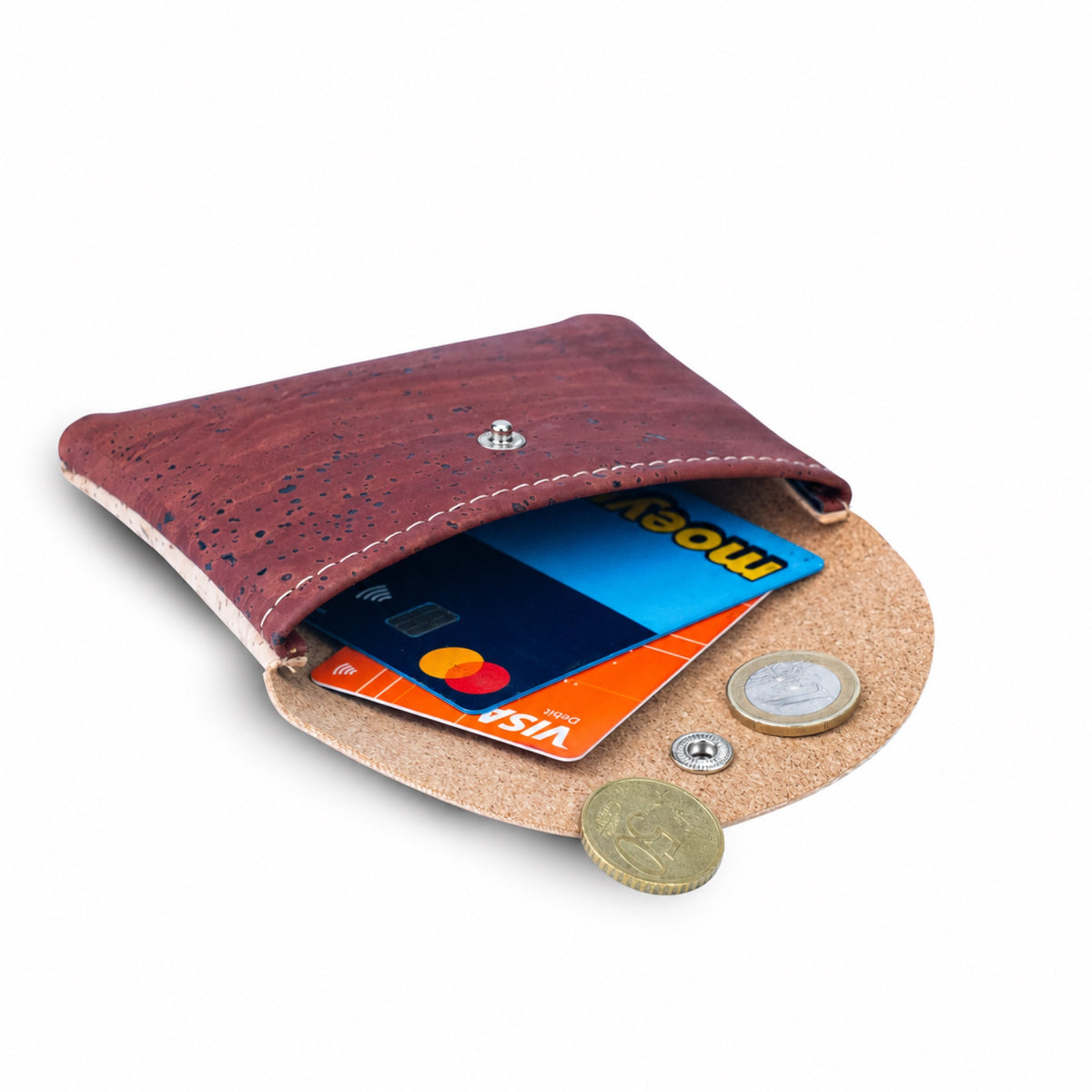 5pcs Natural Cork Coin Purses with Snap Closure BAGP-384