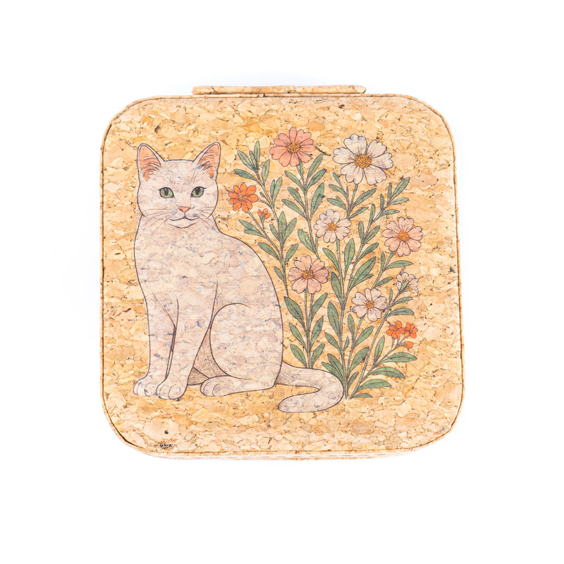 Natural Cork Jewelry Storage Box Cat & Fox Edition L-1165