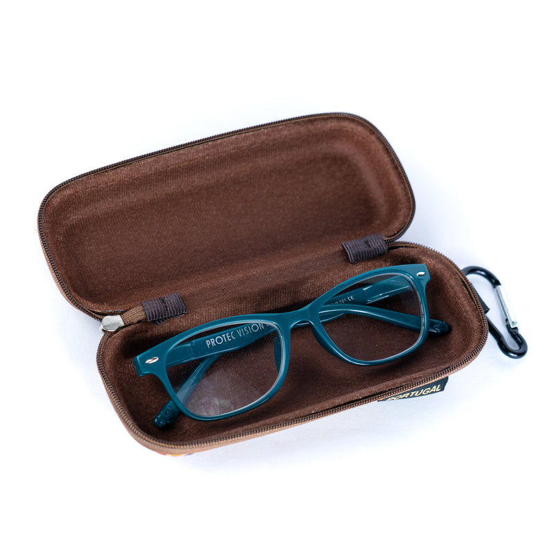 Cork Glasses Case with Carabiner Clip – Multicolor Pattern – L-1163-10 (10 Units)
