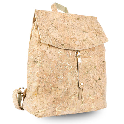 Cork Backpack with Gold Flecks – Eco-Friendly Vegan Bag BAG-2096