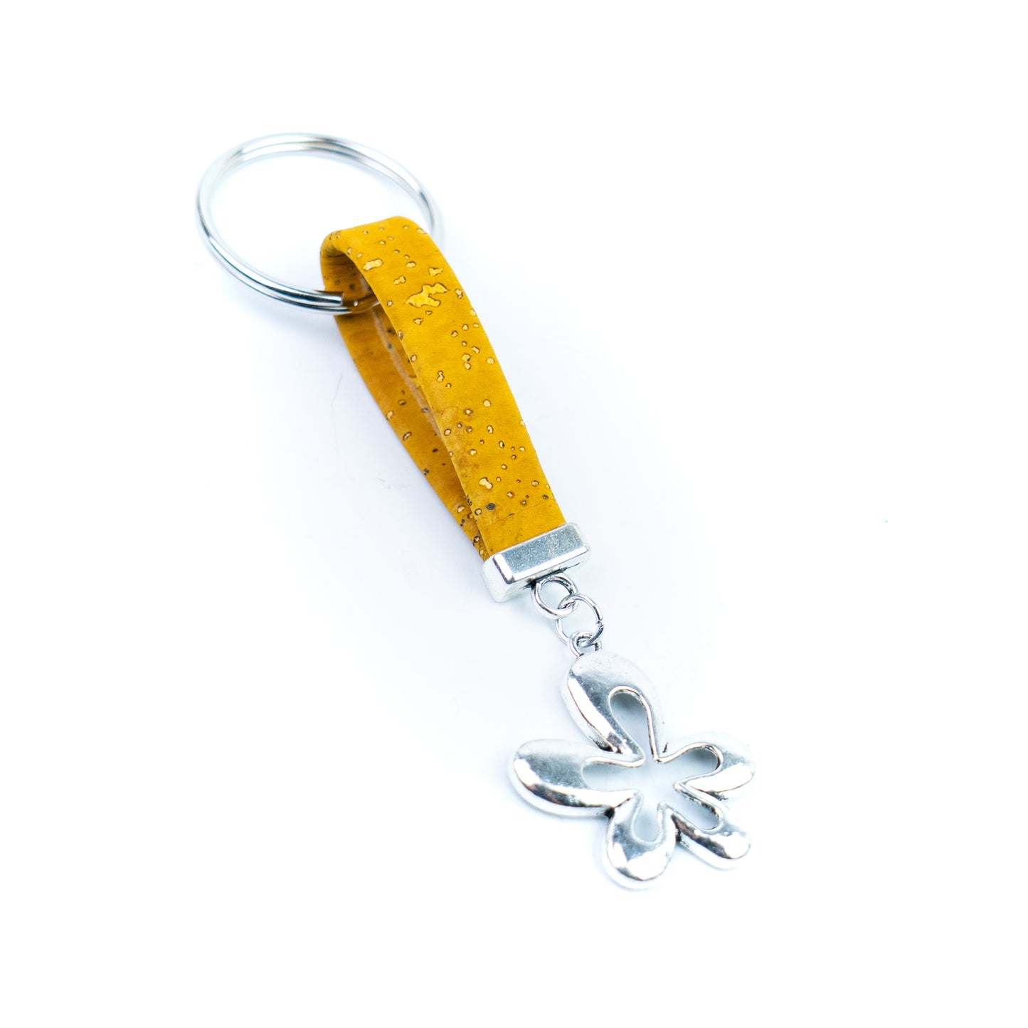 Natural Cork Keychain with Flower Charm I-015-MIX-10