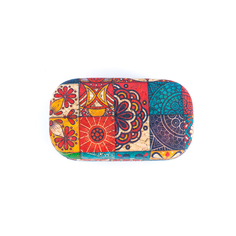 Cork Contact Lens Case with Mirror – Multicolor Pattern – L-1165-MIX-24 (24 Units)