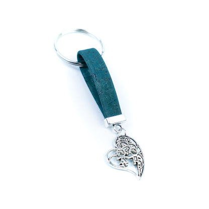 Natural Cork Keychain with Heart &amp; Children Charm I-080-MIX-10