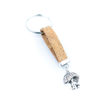 Natural Cork Keychain with Mushroom Charm I-008-MIX-10
