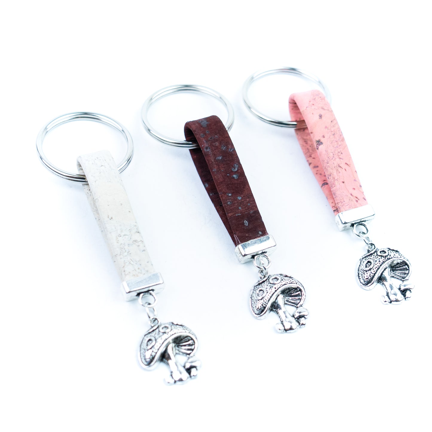 Natural Cork Keychain with Mushroom Charm I-008-MIX-10