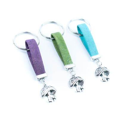 Natural Cork Keychain with Mushroom Charm I-008-MIX-10