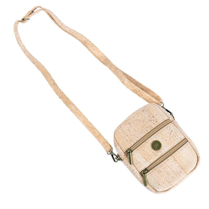 Cork Crossbody Phone Bag – Dual Zipper Vegan Sling Purse BAG-2361