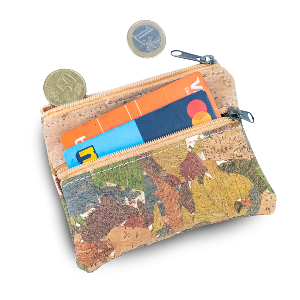 Lisbon Cork Coin Purse with Two Zip Pockets – Pack of 5 | BAGP-289C