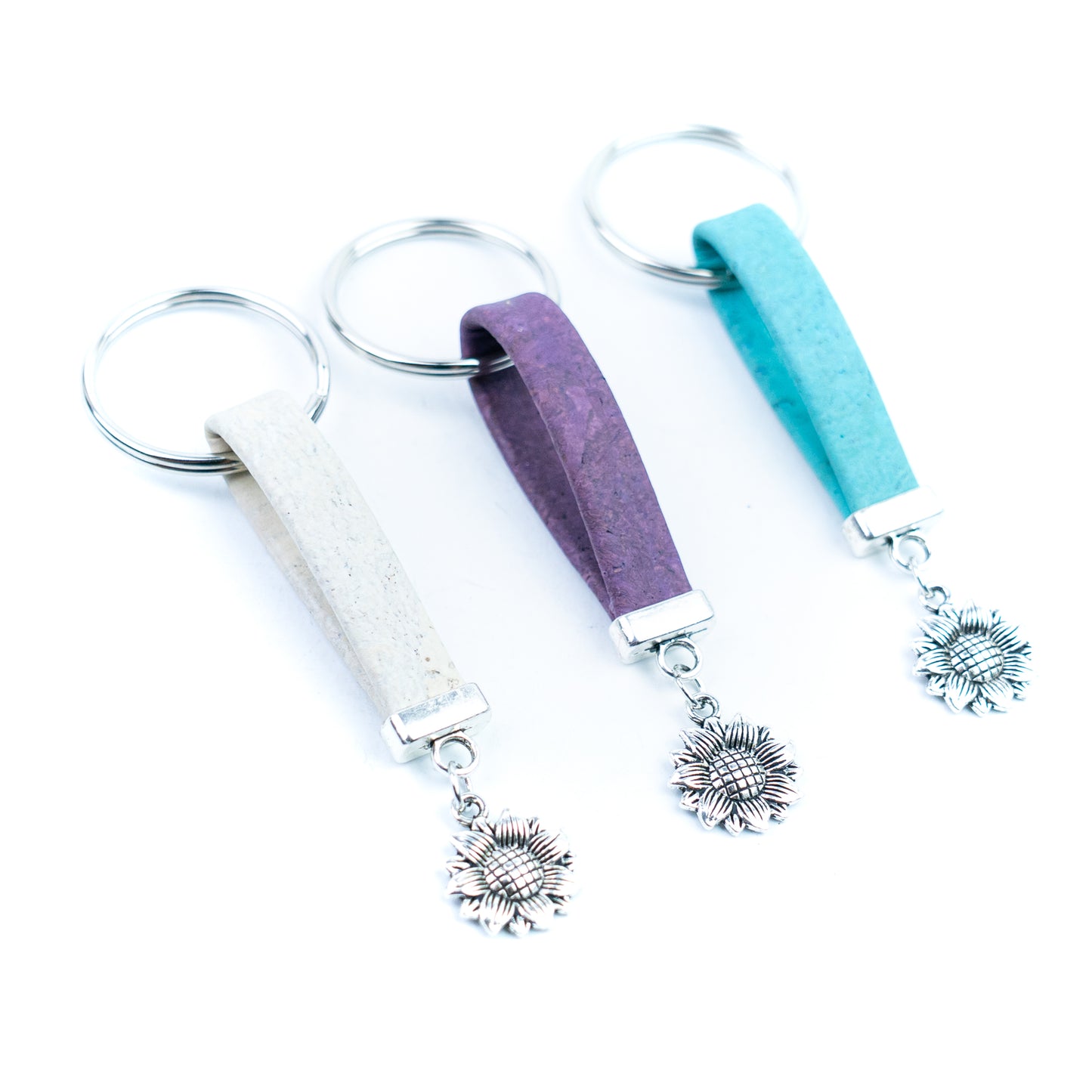 Natural Cork Keychain with Sunflower Charm I-066-MIX-10