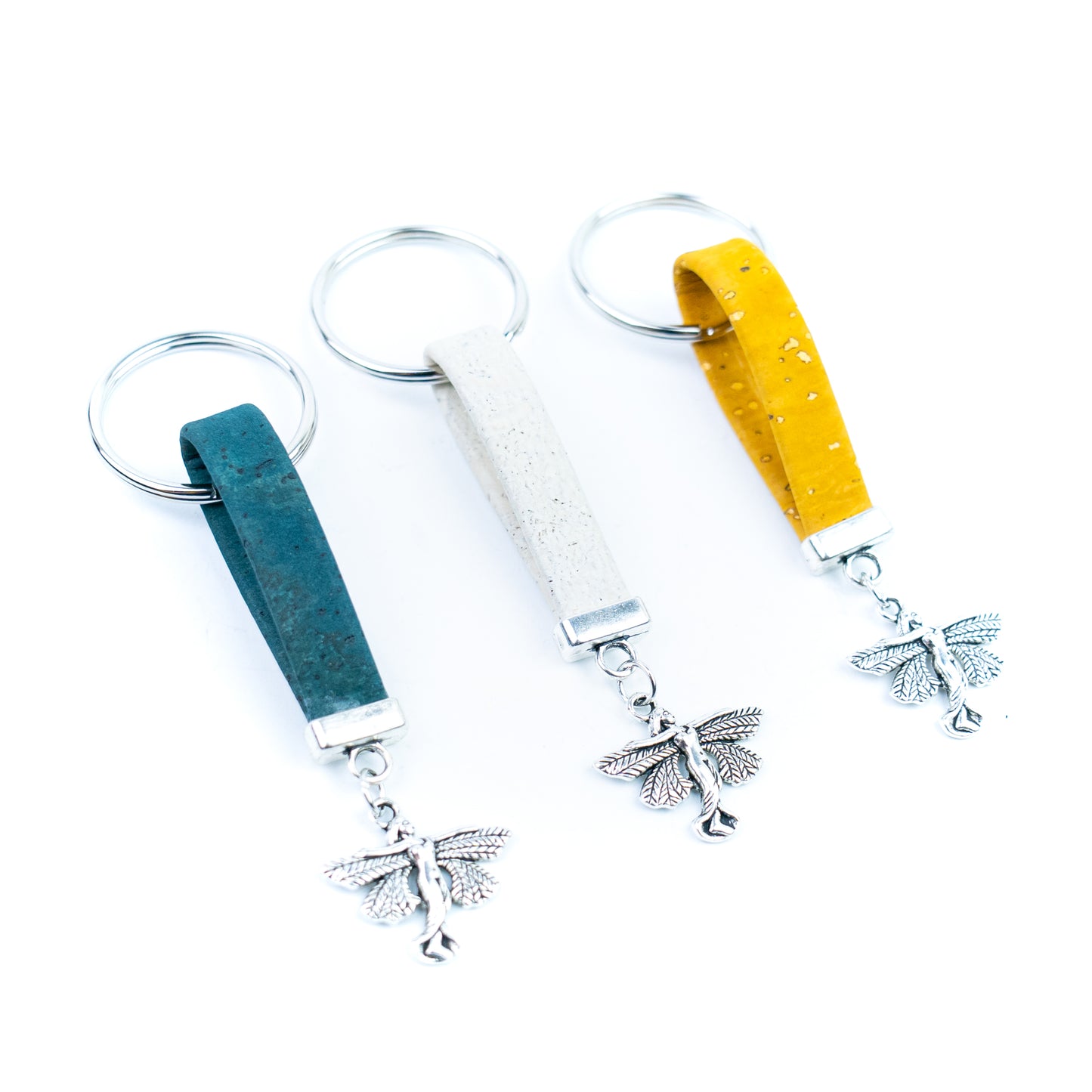 Natural Cork Keychain with Fairy Charm I-050-MIX-10