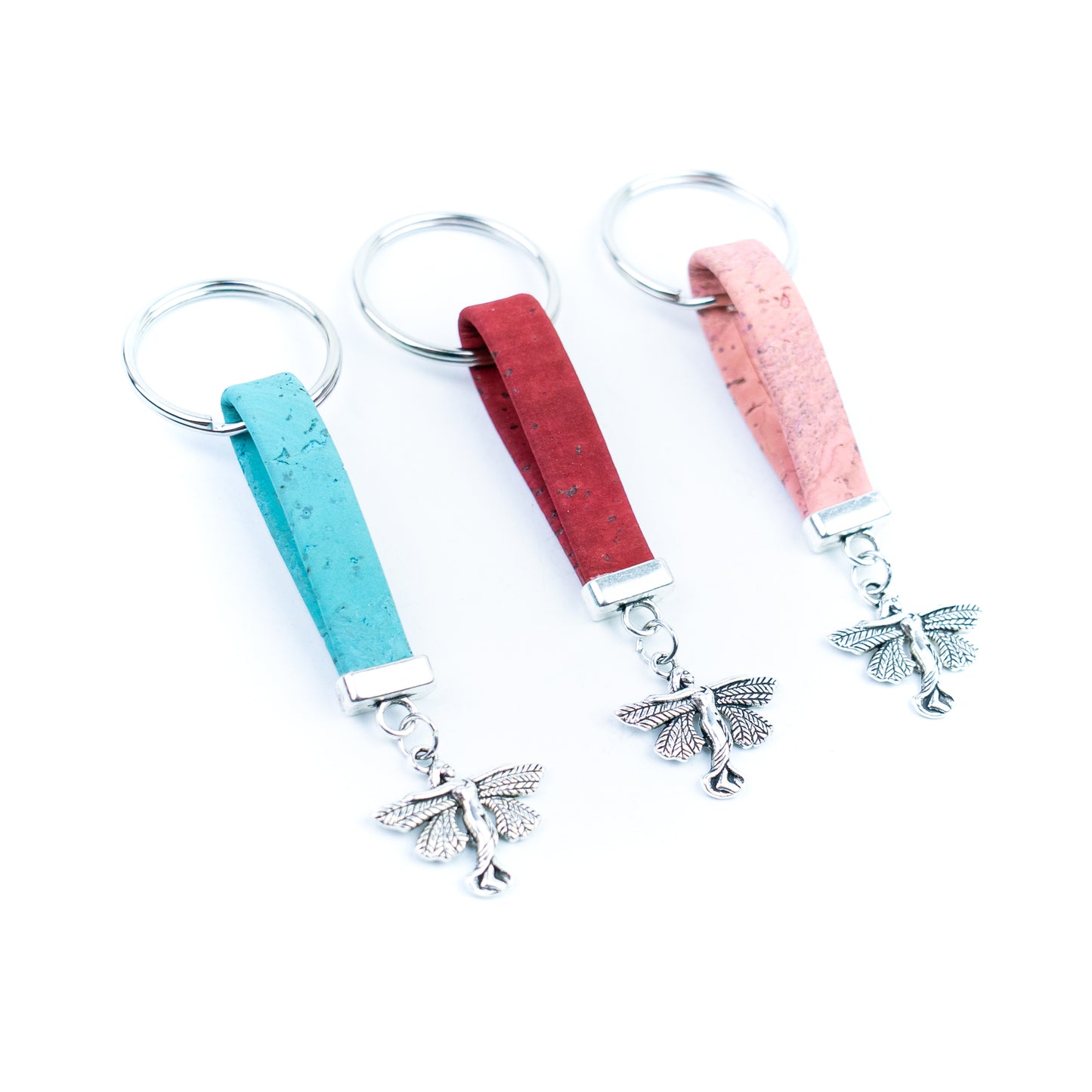 Natural Cork Keychain with Fairy Charm I-050-MIX-10