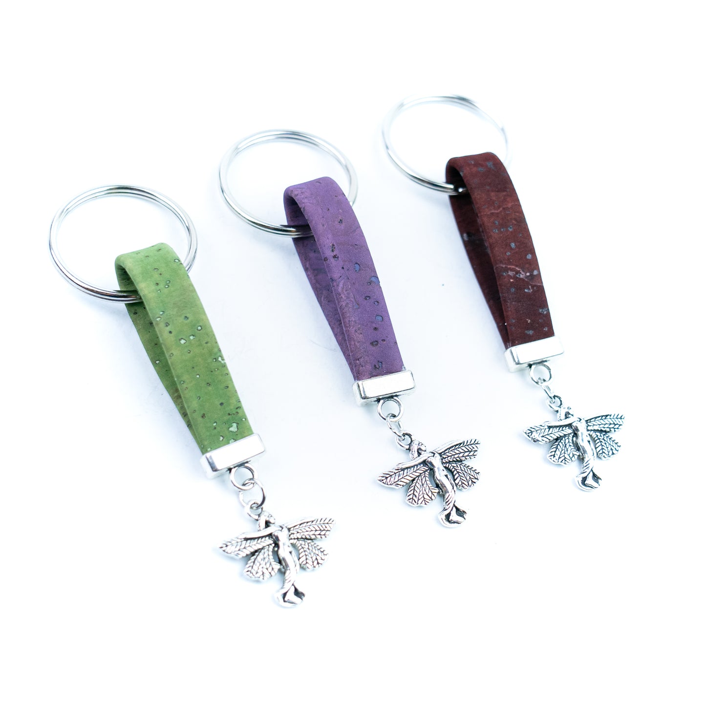Natural Cork Keychain with Fairy Charm I-050-MIX-10