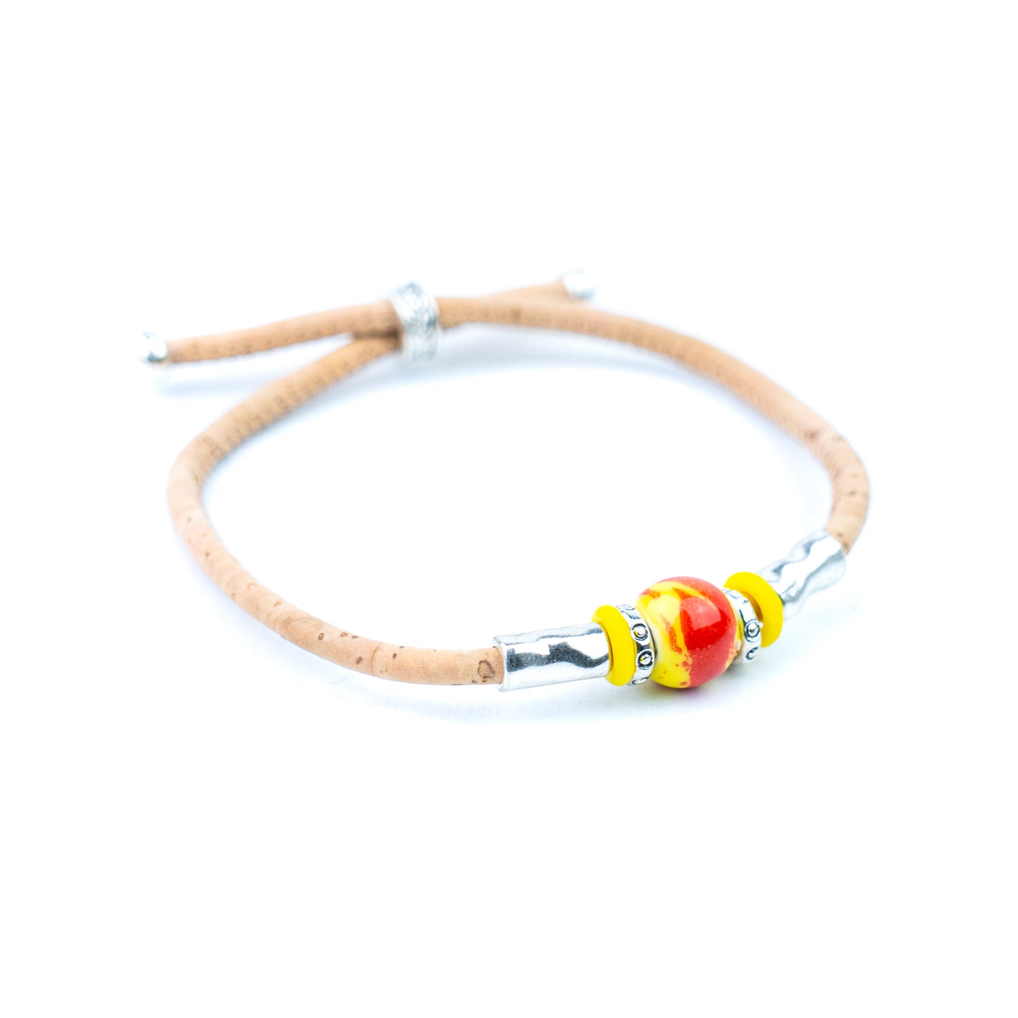 Handmade 3mm Natural Cork Bracelet with Ceramic Bead BR-537-MIX-10