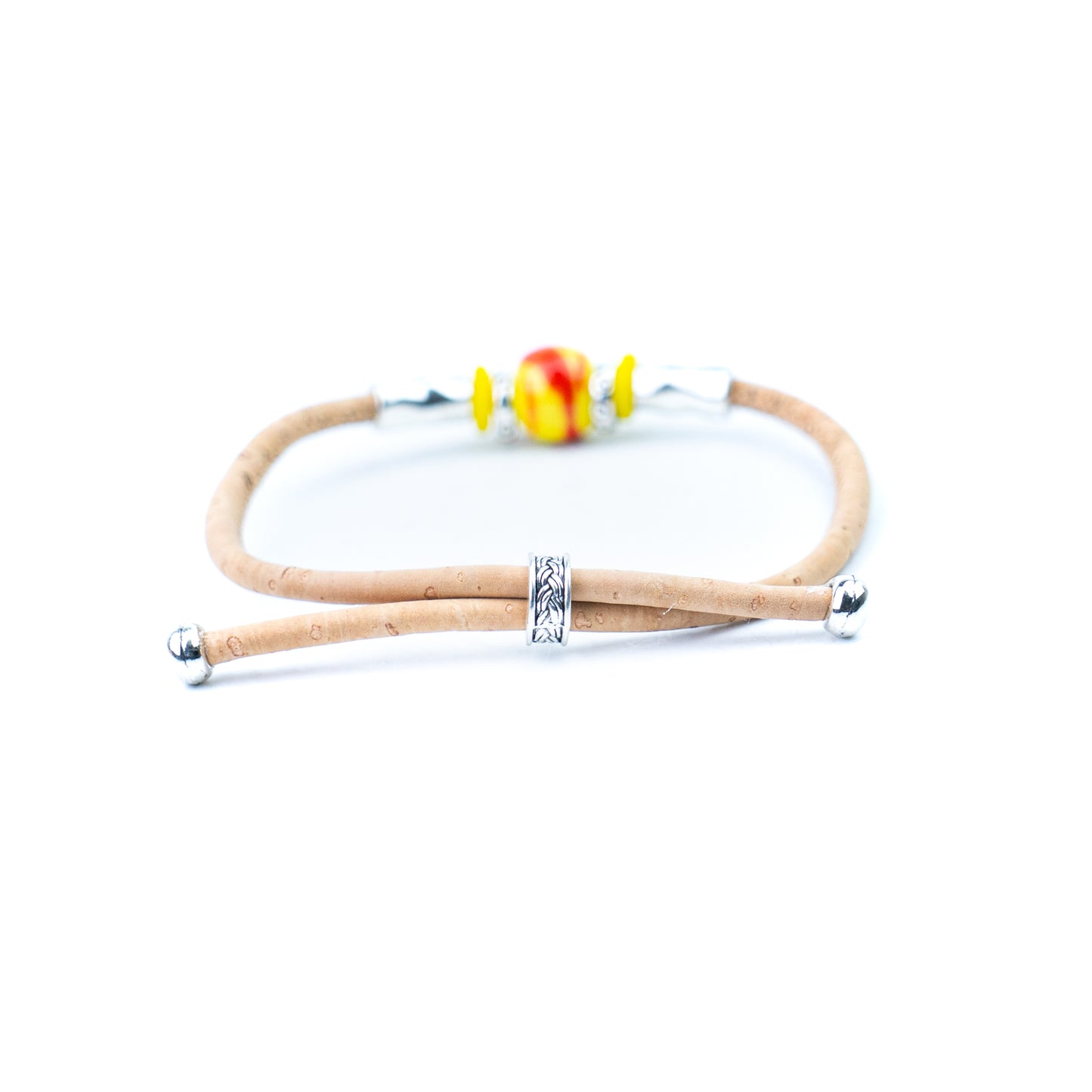 Handmade 3mm Natural Cork Bracelet with Ceramic Bead BR-537-MIX-10