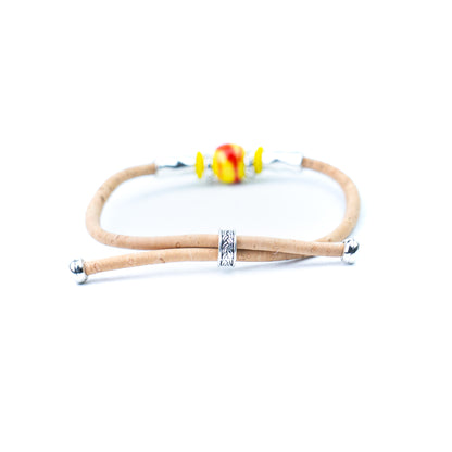 Handmade 3mm Natural Cork Bracelet with Ceramic Bead BR-537-MIX-10