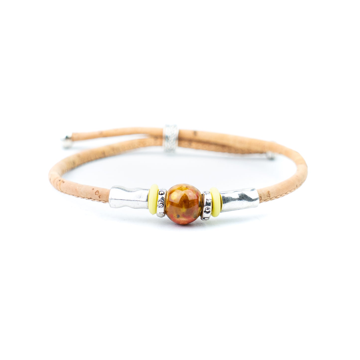 Handmade 3mm Natural Cork Bracelet with Ceramic Bead BR-537-MIX-10
