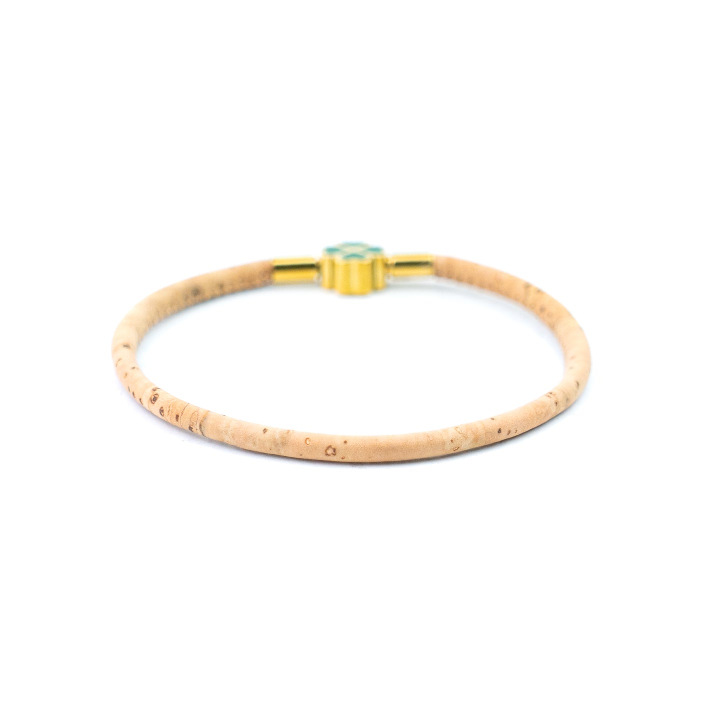 Handmade 3mm Natural Cork Bracelet with Stainless Steel Clover Clasp BR-416-A/B-MIX-6