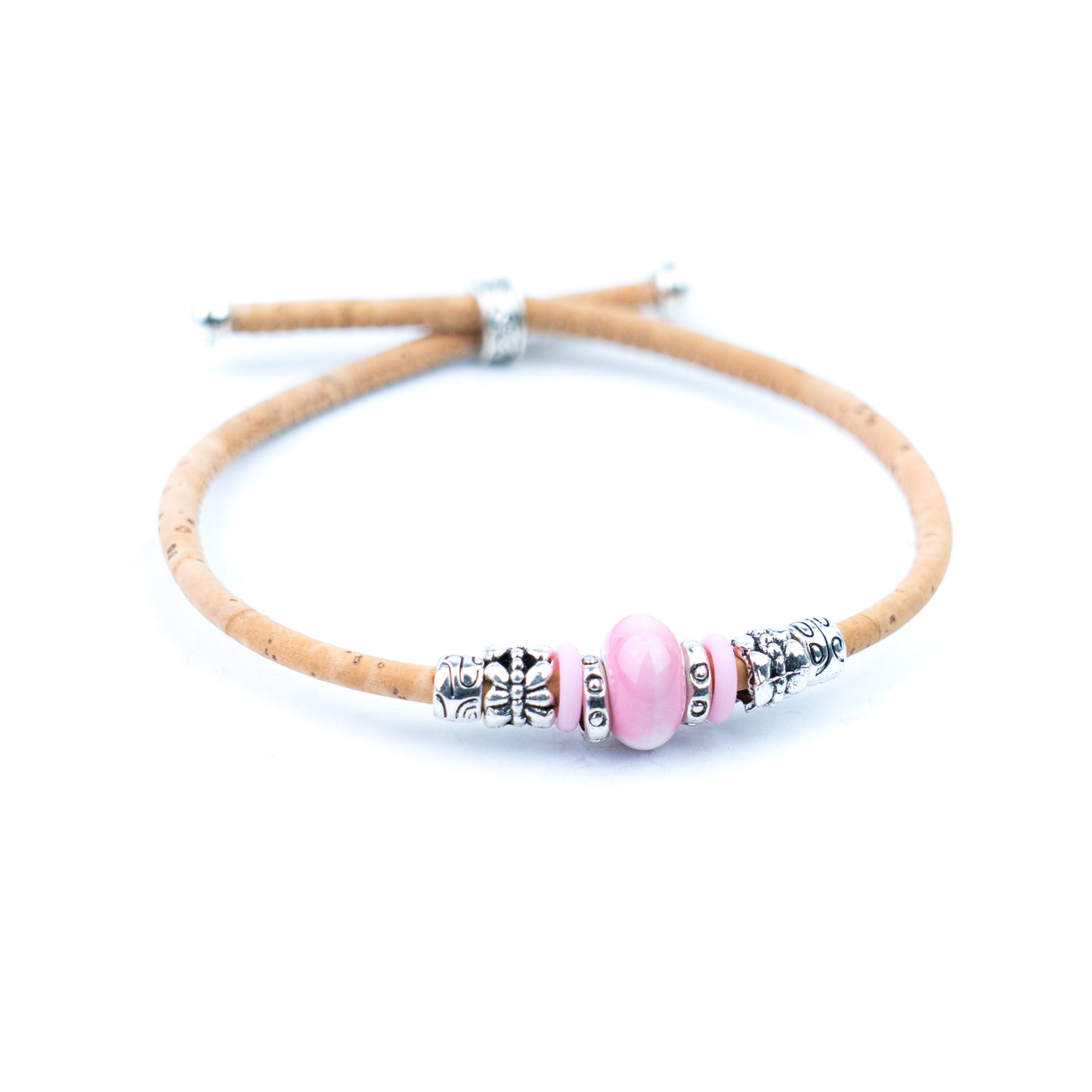 Handmade Natural Cork Bracelet with Ceramic Bead BR-536-MIX-6