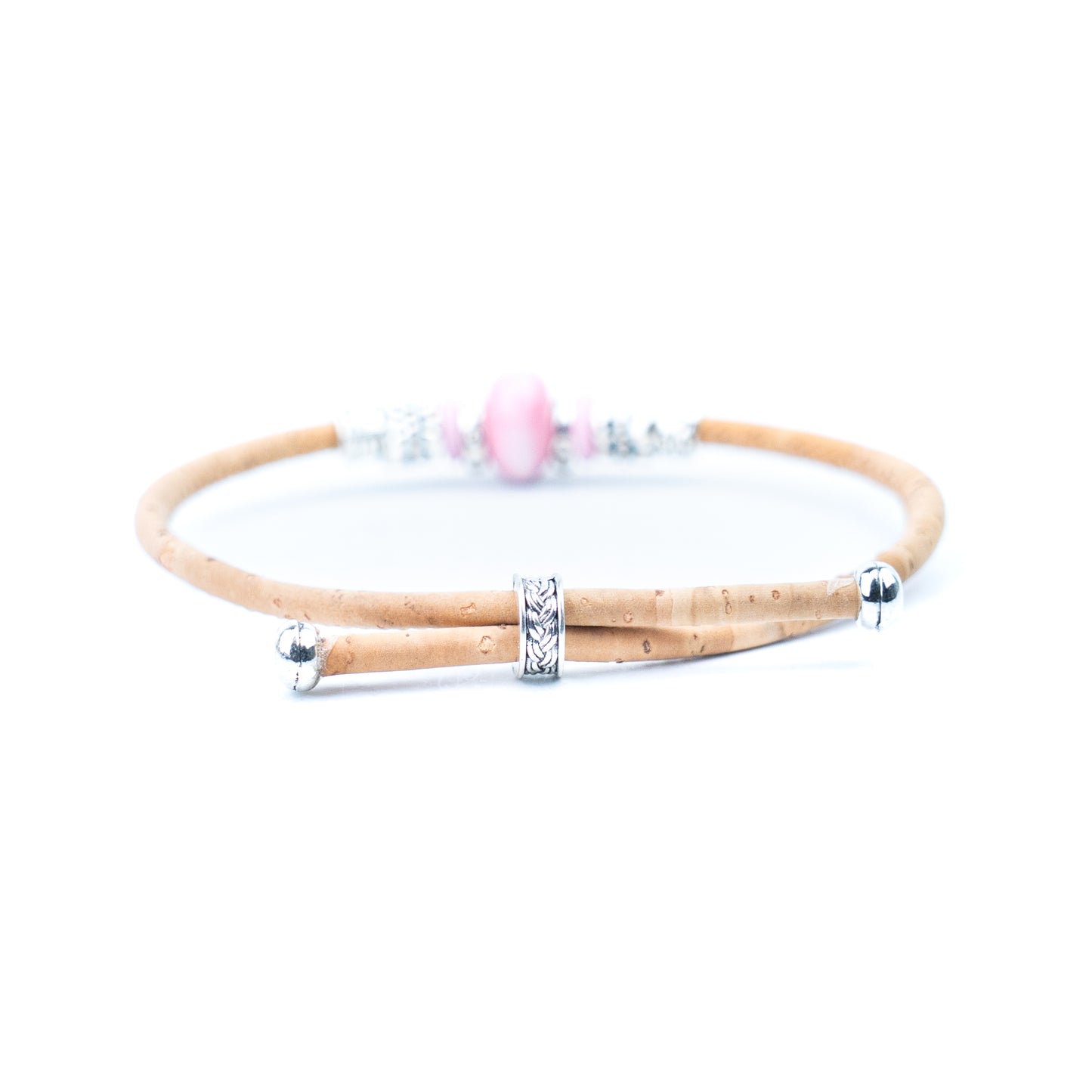 Handmade Natural Cork Bracelet with Ceramic Bead BR-536-MIX-6