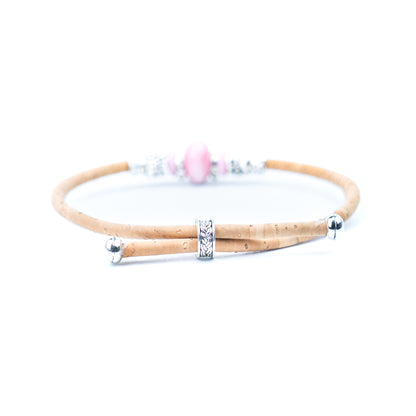 Handmade Natural Cork Bracelet with Ceramic Bead BR-536-MIX-6