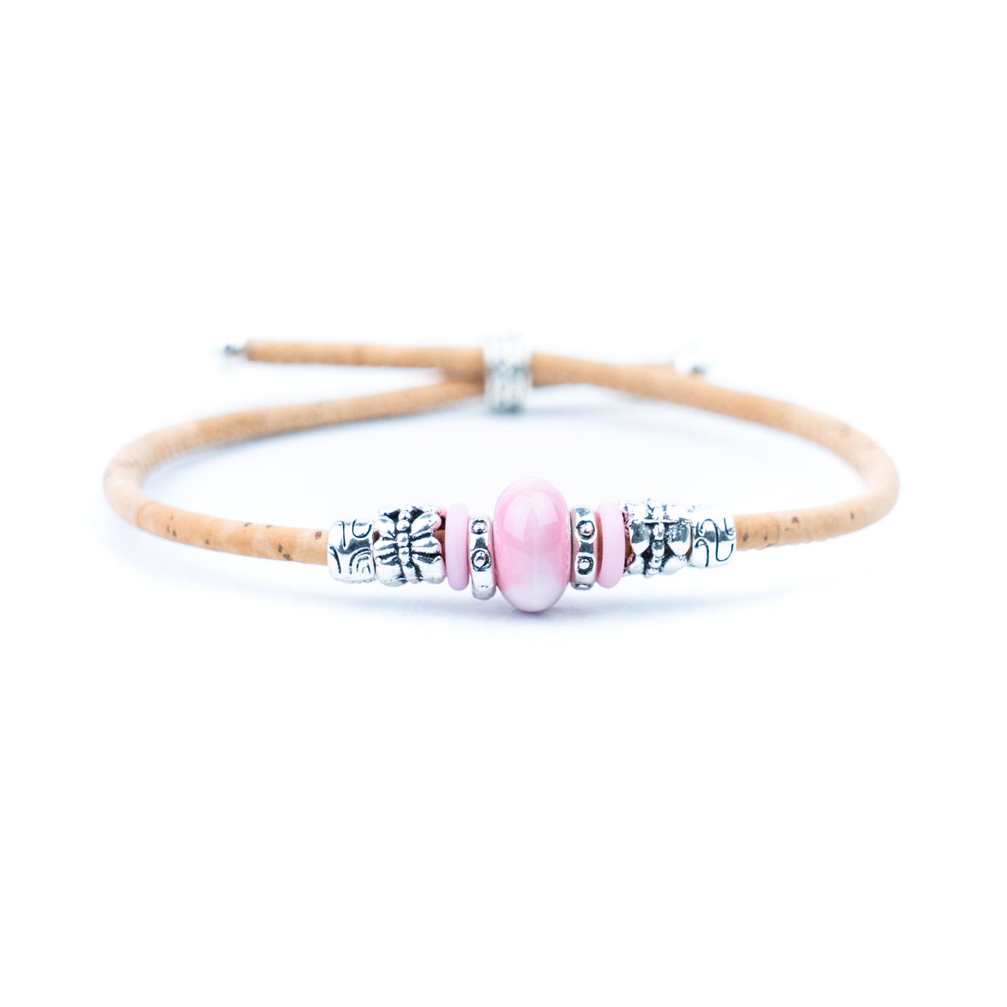 Handmade Natural Cork Bracelet with Ceramic Bead BR-536-MIX-6