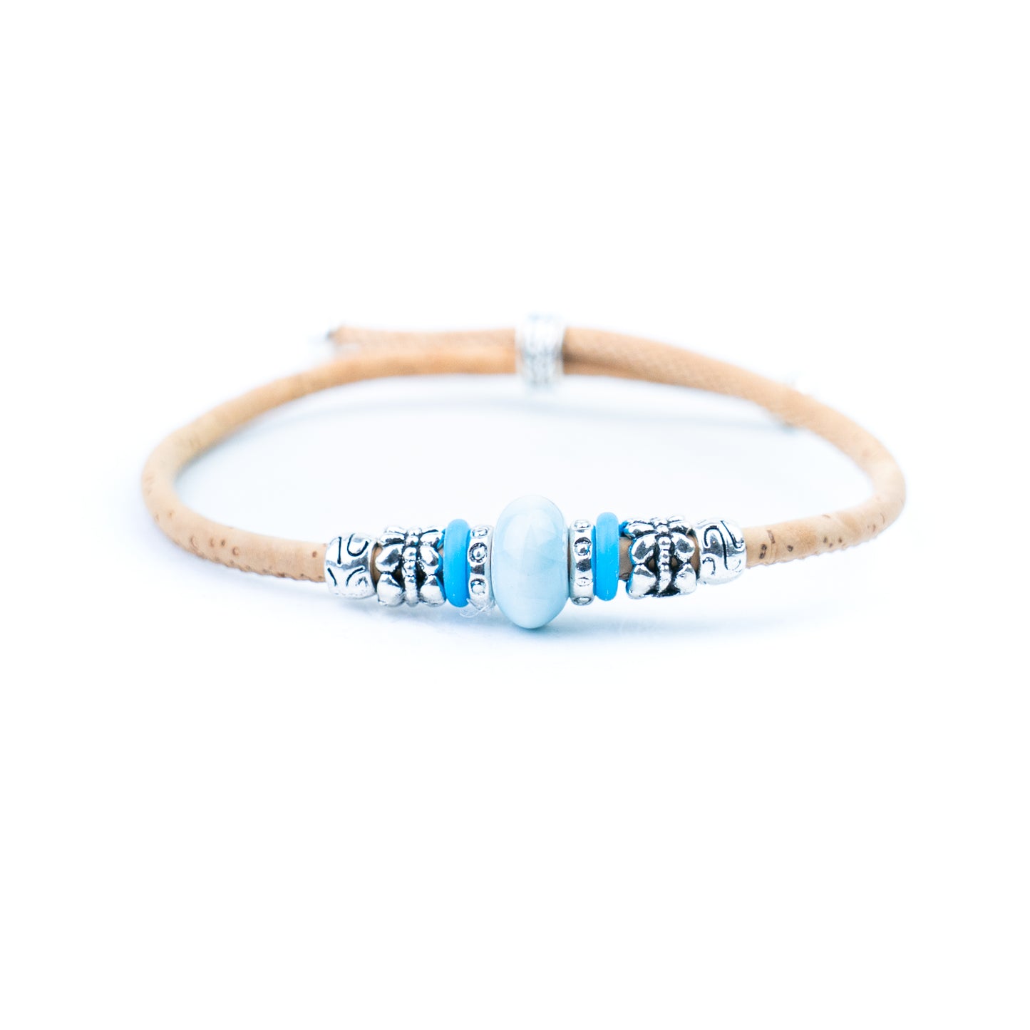 Handmade Natural Cork Bracelet with Ceramic Bead BR-536-MIX-6