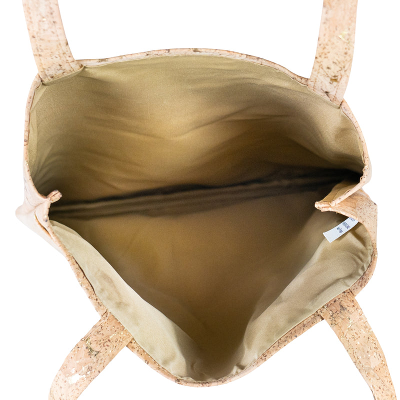 Natural Gold Flecks Cork Tote Bag with 3 Front Pockets BAGP-336