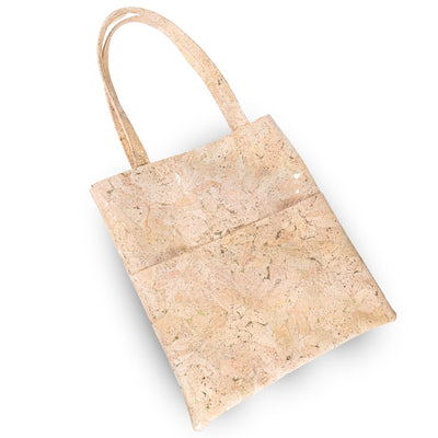 Natural Gold Flecks Cork Tote Bag with 3 Front Pockets BAGP-336