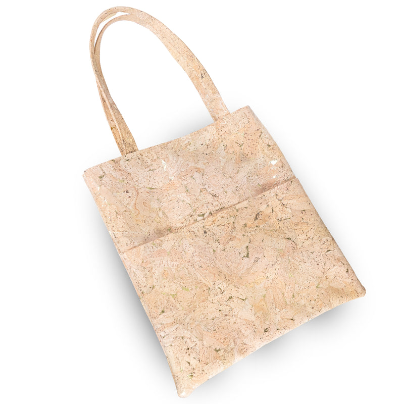 Natural Gold Flecks Cork Tote Bag with 3 Front Pockets BAGP-336