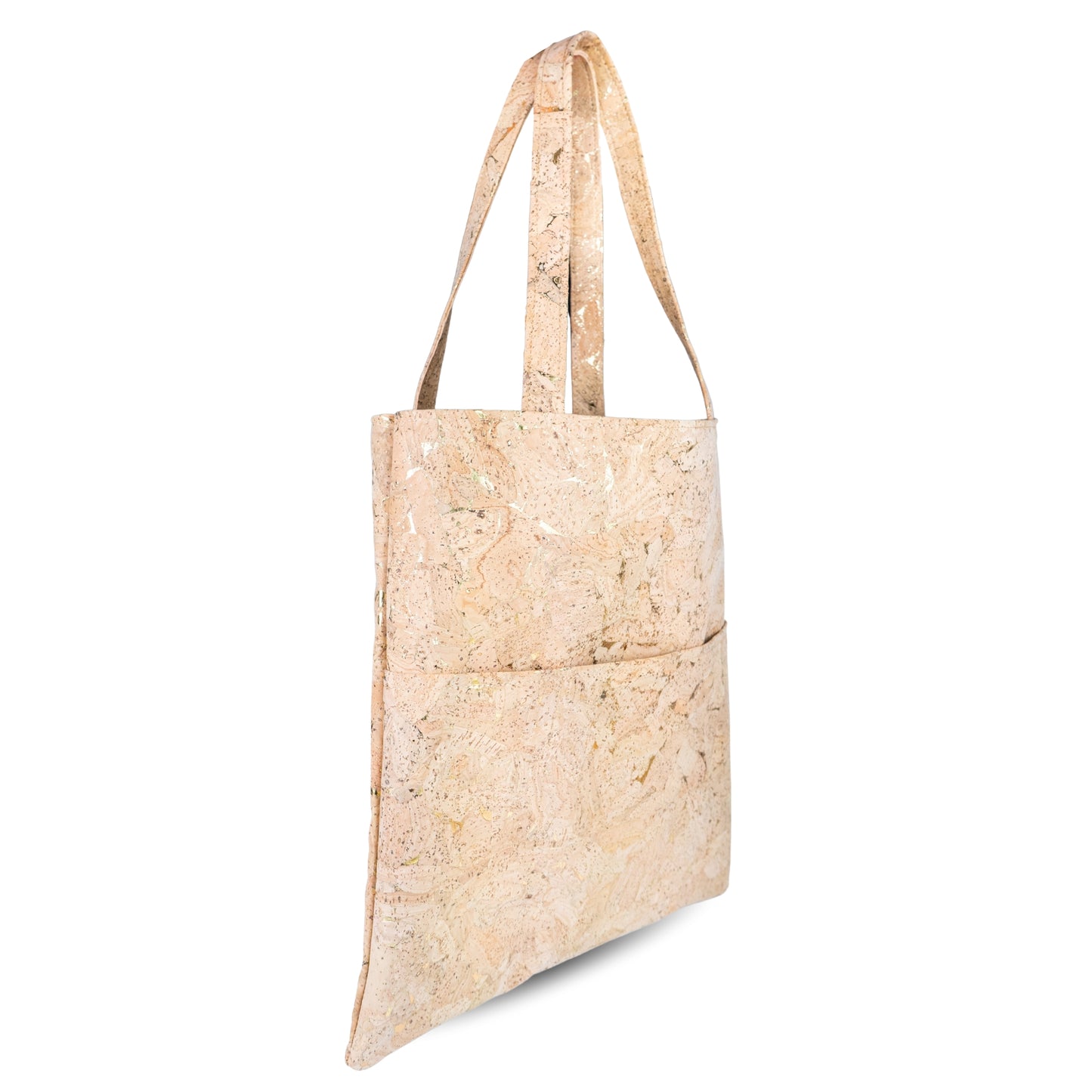 Natural Gold Flecks Cork Tote Bag with 3 Front Pockets BAGP-336