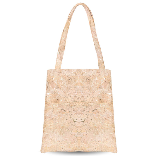 Natural Gold Flecks Cork Tote Bag with 3 Front Pockets BAGP-336