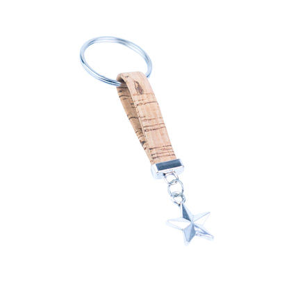 Portuguese Handmade Cork with a stylish alloy star charm Keychain - I-028-MIX-10 (new)