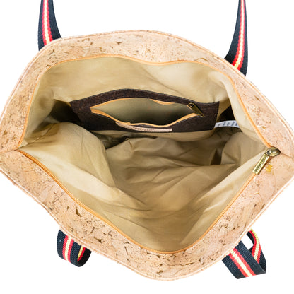 Cork Tote Bag with Striped Handles – Spacious, Stylish & Lightweight BAGP-338