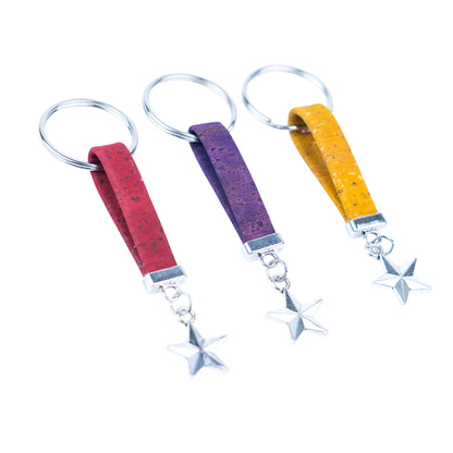 Portuguese Handmade Cork with a stylish alloy star charm Keychain - I-028-MIX-10 (new)