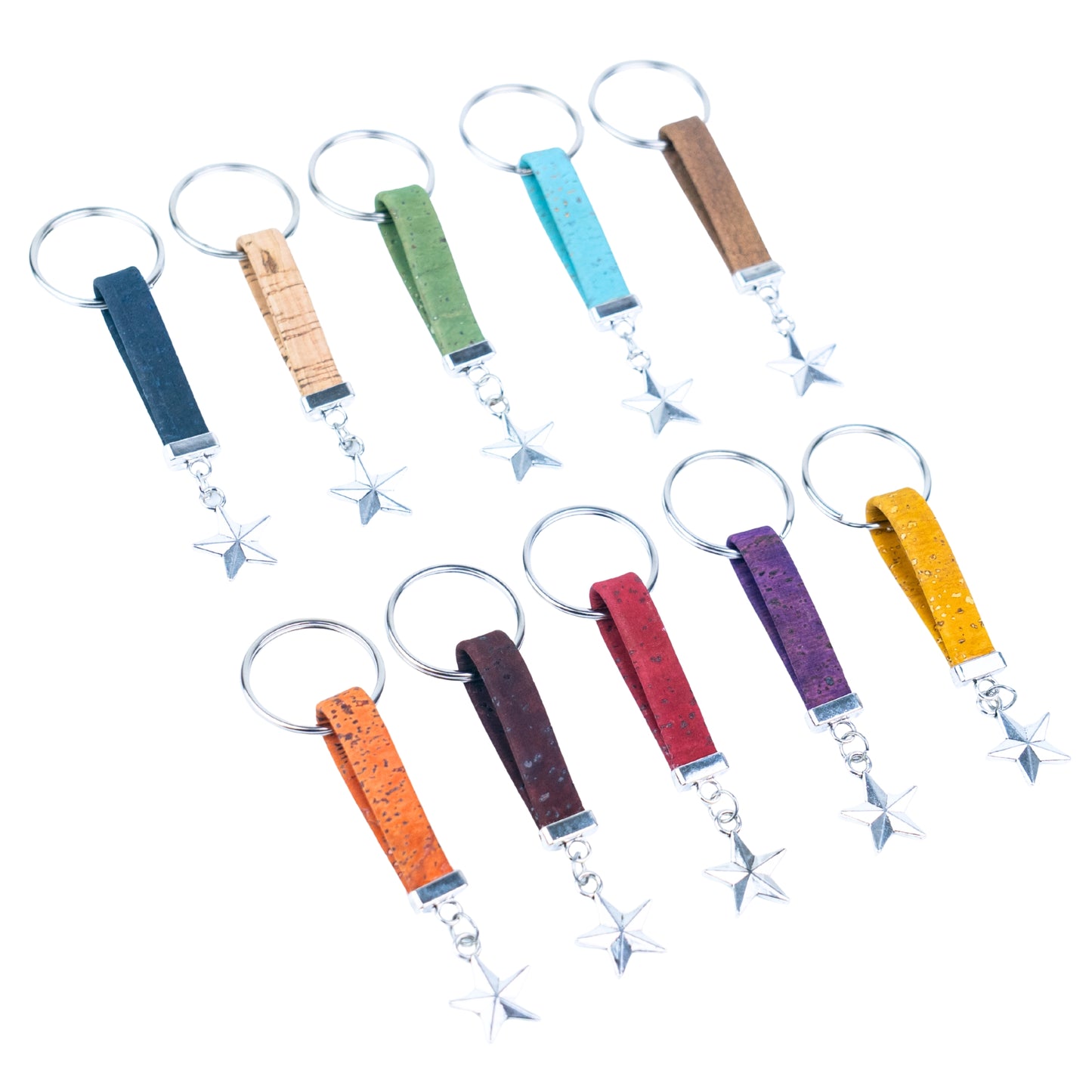 Portuguese Handmade Cork with a stylish alloy star charm Keychain - I-028-MIX-10 (new)