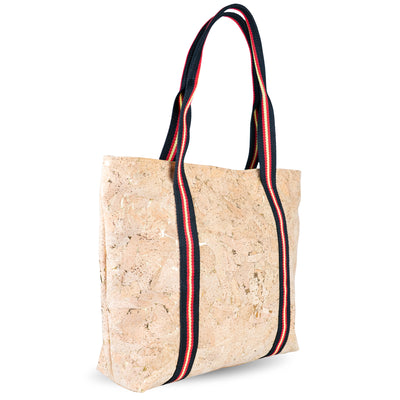 Cork Tote Bag with Striped Handles – Spacious, Stylish & Lightweight BAGP-338
