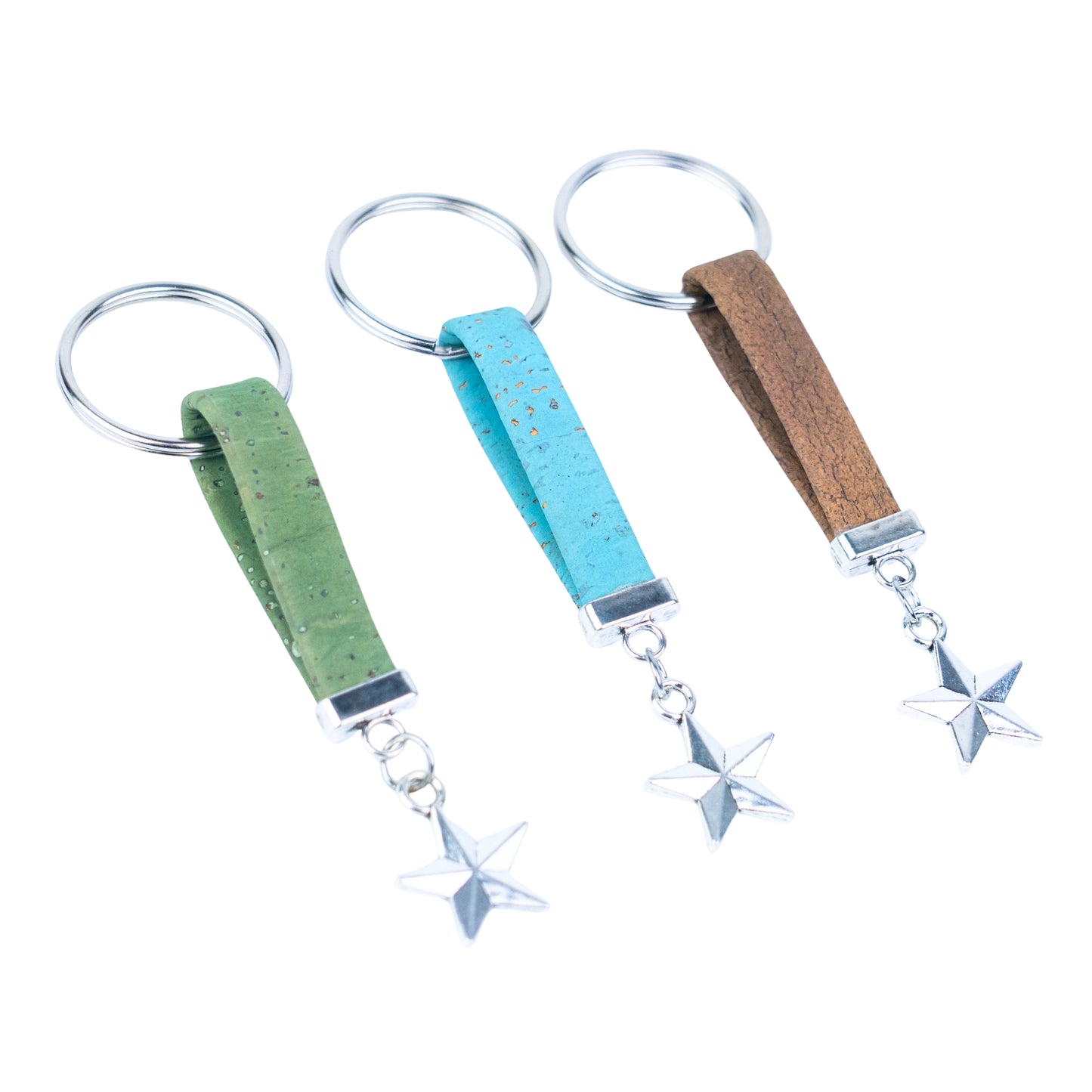 Portuguese Handmade Cork with a stylish alloy star charm Keychain - I-028-MIX-10 (new)