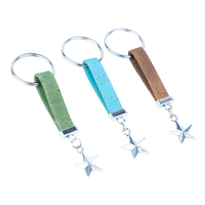 Portuguese Handmade Cork with a stylish alloy star charm Keychain - I-028-MIX-10 (new)