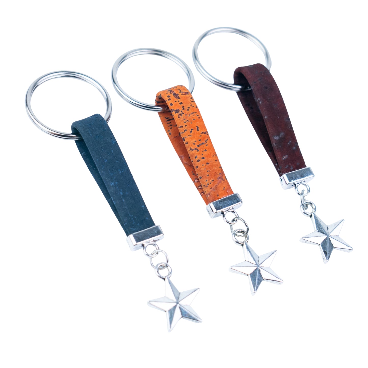 Portuguese Handmade Cork with a stylish alloy star charm Keychain - I-028-MIX-10 (new)