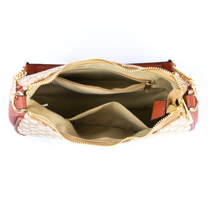 Bohemian Chic Printed Cork & Brown PU Leather Crossbody Bag BAG-2336-FGHI