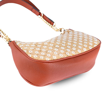 Bohemian Chic Printed Cork & Brown PU Leather Crossbody Bag BAG-2336-FGHI