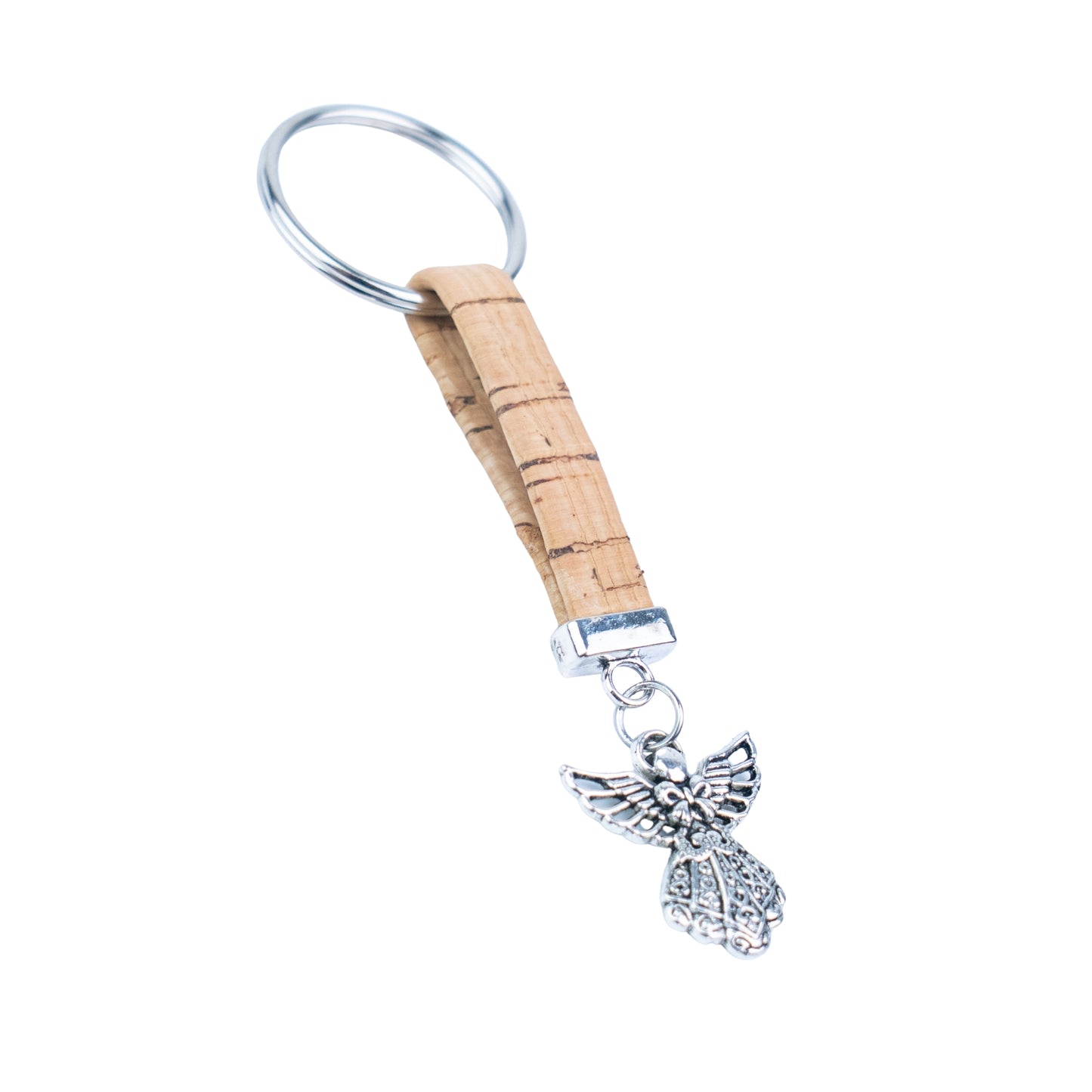 10mm Flat Cork Cord Angel Keychain – Assorted 10 Colors  I-077-MIX-10