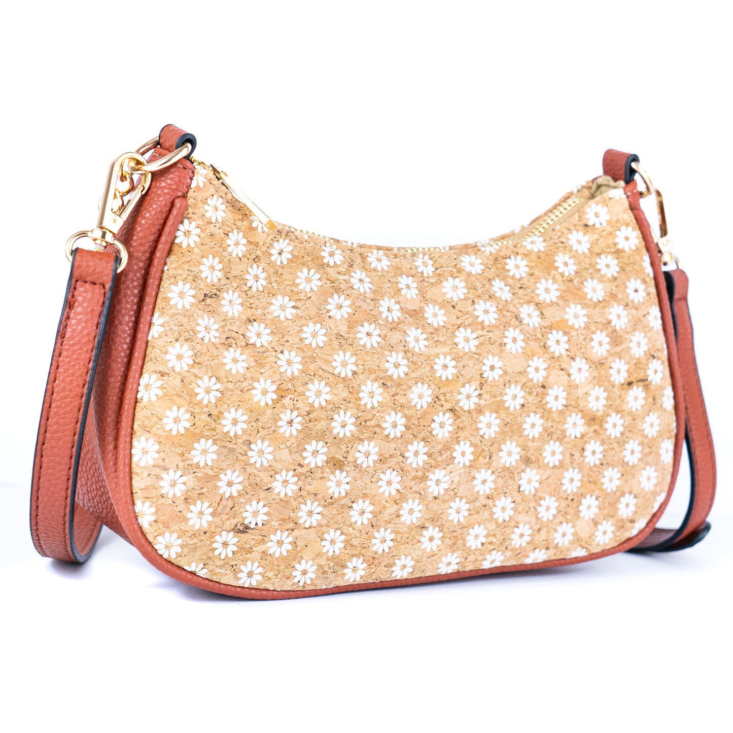 Bohemian Chic Printed Cork & Brown PU Leather Crossbody Bag BAG-2336-FGHI