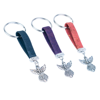 10mm Flat Cork Cord Angel Keychain – Assorted 10 Colors  I-077-MIX-10