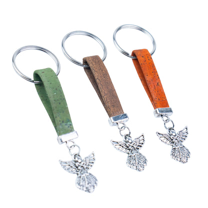 10mm Flat Cork Cord Angel Keychain – Assorted 10 Colors  I-077-MIX-10