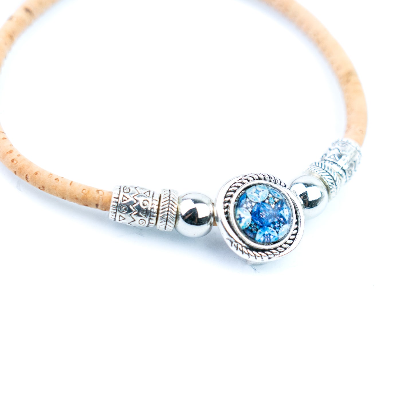 3mm Natural Cork Bracelet with Portuguese-Inspired Cabochon – Handmade in Portugal BR-494-MIX-5