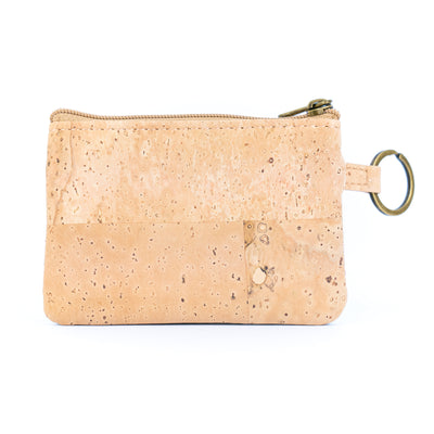 Small Cork Coin Purse with Key Ring – Floral Print Women's Wallet BAG-2378